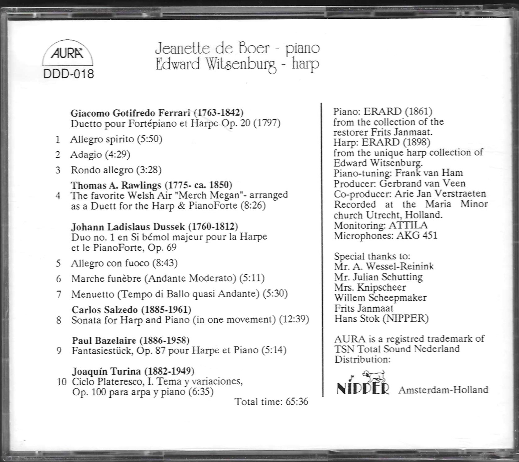 Jeanette De Boer &amp; Edward Witsenburg - Piano &amp; Harp