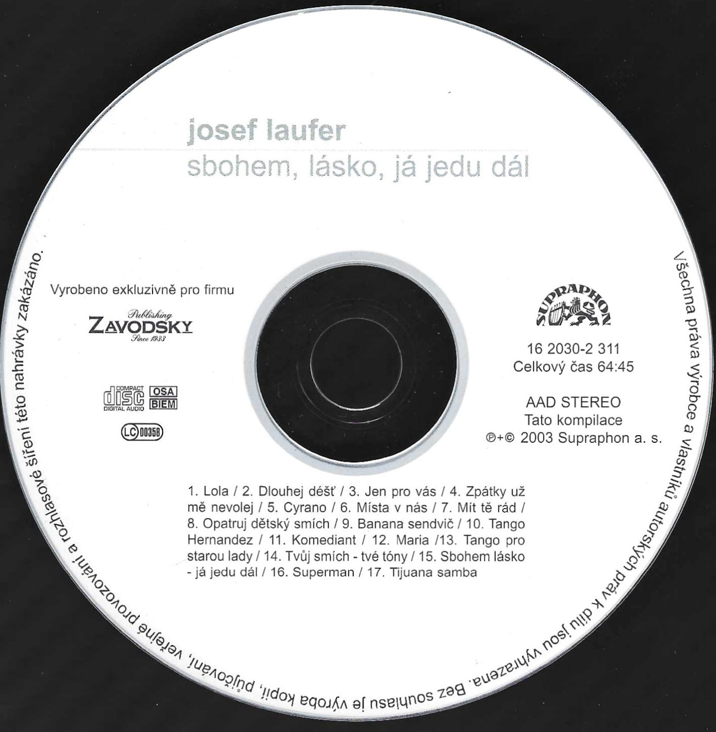 Josef Laufer – Sbohem, Lásko, Já Jedu Dál