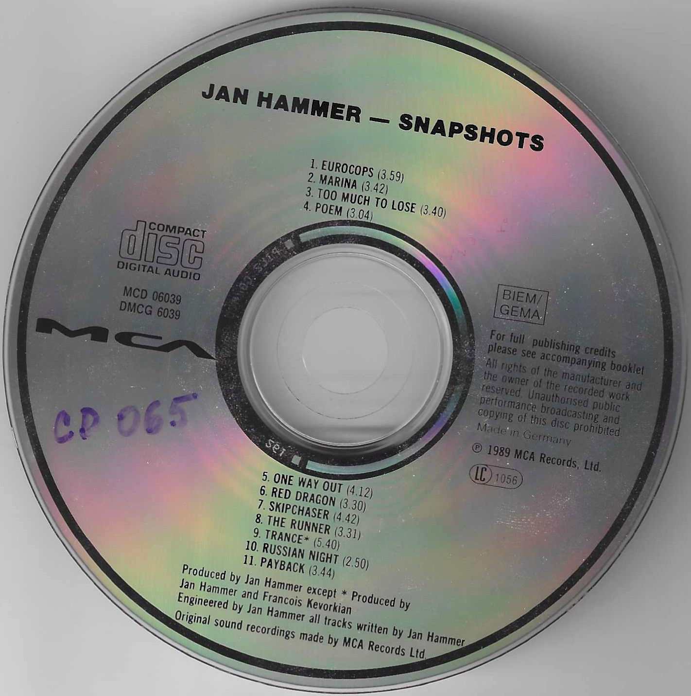 Jan Hammer – Snapshots