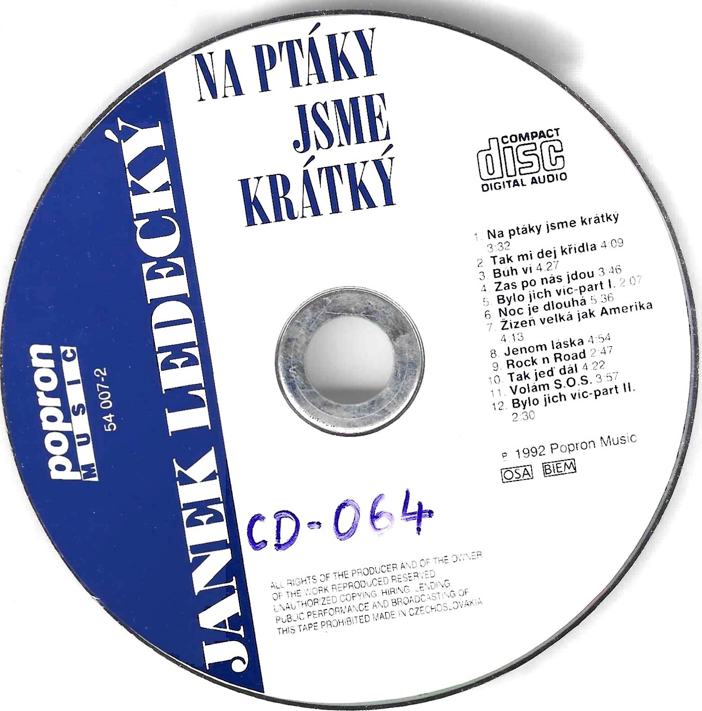 Janek Ledecký ‎– Na Ptáky Jsme Krátký